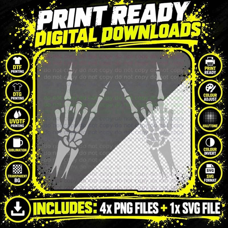 Rock on Rock Star Concert Buddy Shirt Skeleton Hand Sign Png SVG Digital Bundle