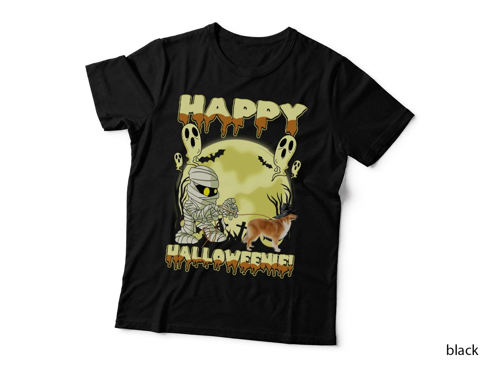 Rough Collie Halloween Mummy T-Shirt, Spooky Pet Costume, Pet Lover Apparel