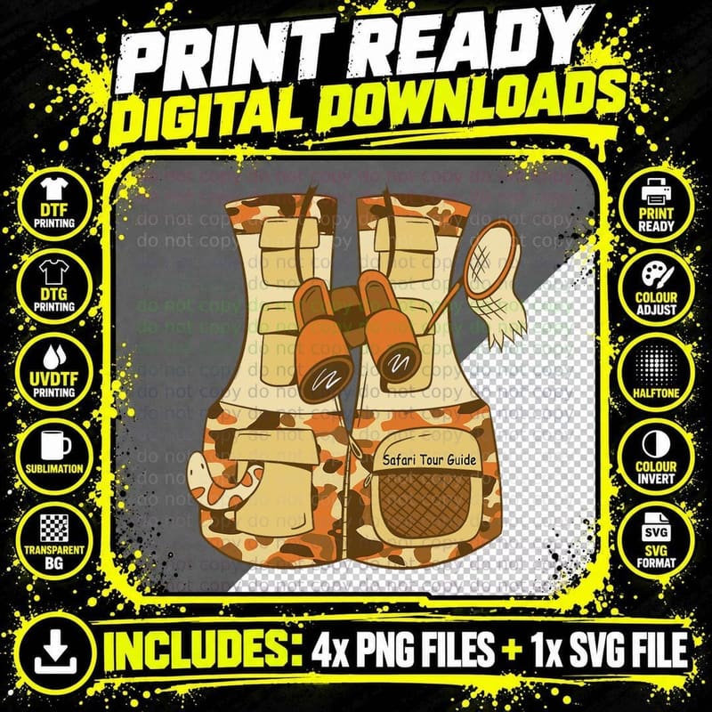 Safari Tour Guide Explorer Costume Tee Halloween Men Png SVG Digital Bundle