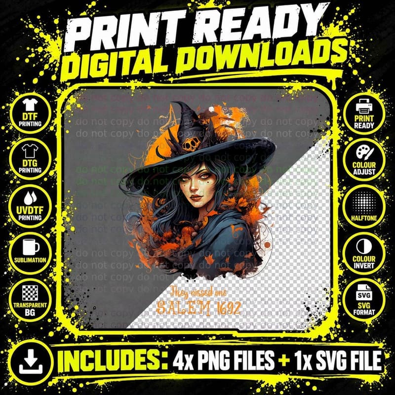 Salem 1692 You Missed One Witch T-Shirt Png SVG Digital Bundle
