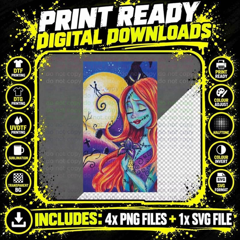 Sally Halloween T-Shirt, Gothic Horror Theme Png SVG Digital Bundle