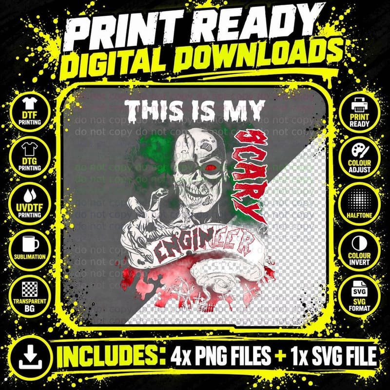 Scary Engineer Halloween T-Shirt, Horror Theme Png SVG Digital Bundle