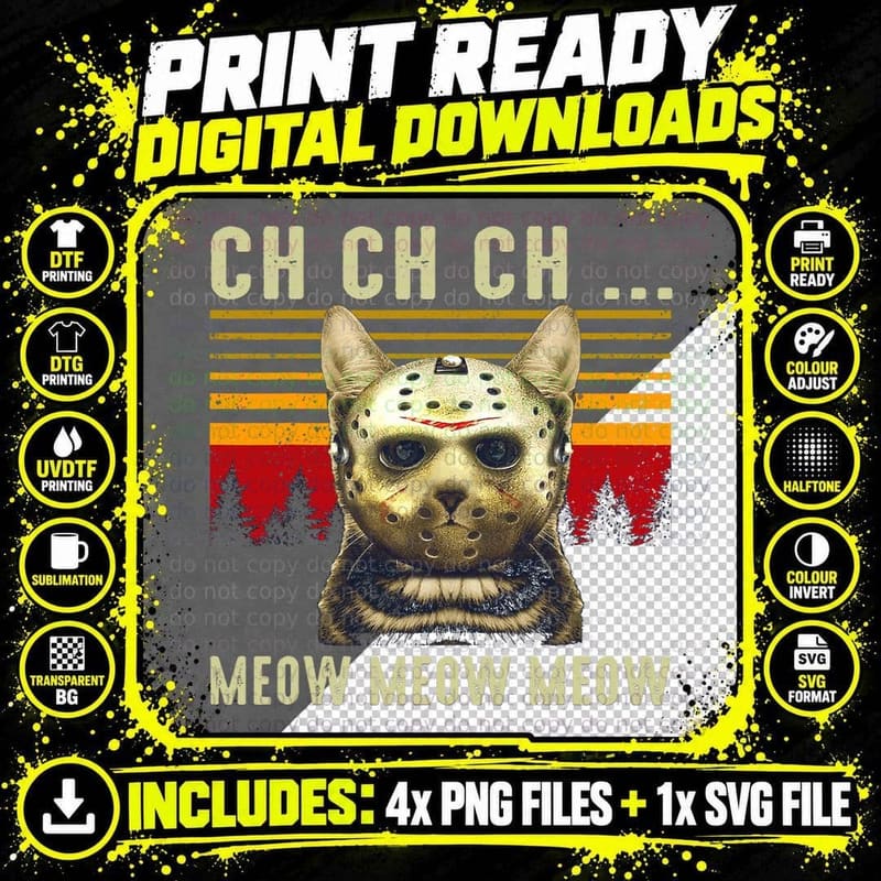 Scary Friday Costume Halloween Cat T-Shirt Png SVG Digital Bundle