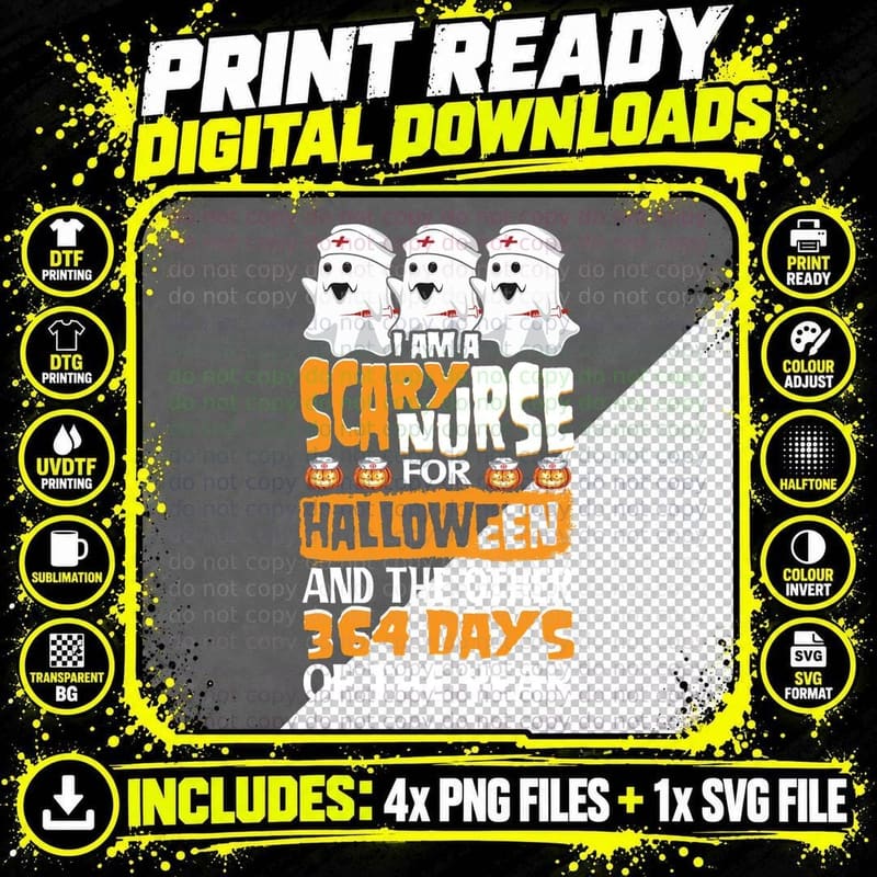 Scary Nurse Halloween T-Shirt, Halloween Costume Png SVG Digital Bundle