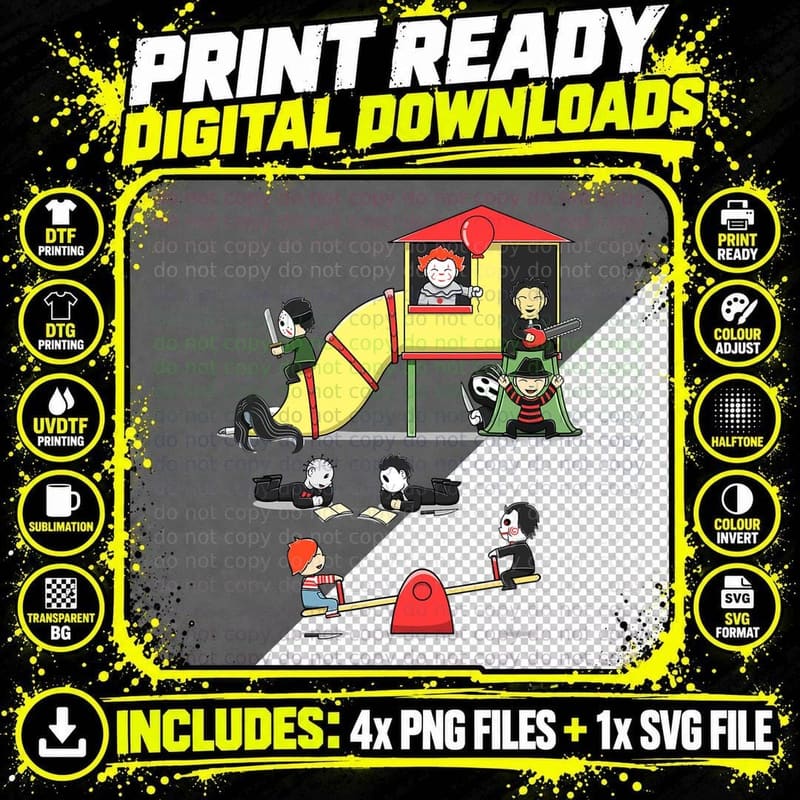 Scary Playground Halloween Horror T-Shirt Png SVG Digital Bundle