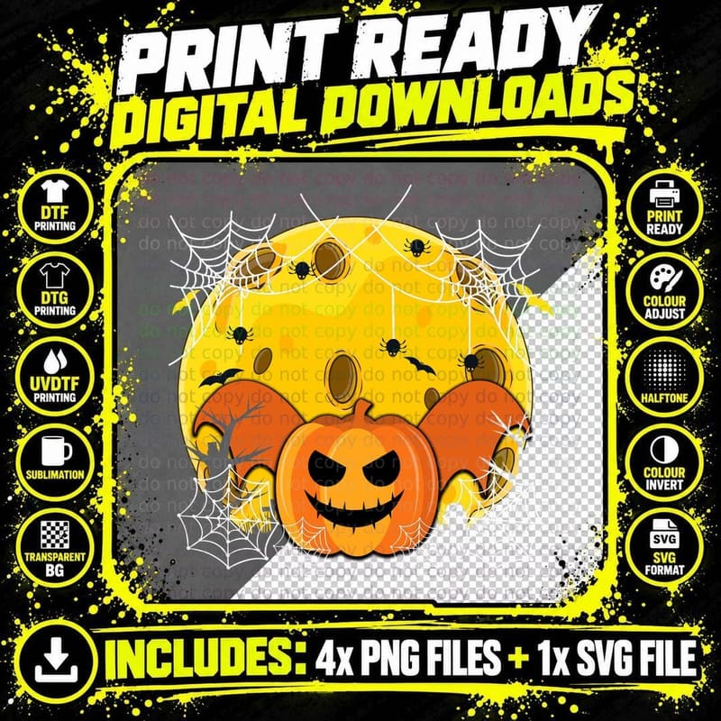 Scary Pumpkin T-Shirt, Halloween Horror, Spooky Costume Png SVG Digital Bundle