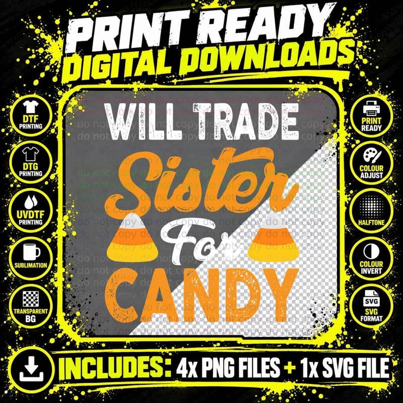 Sister Candy T-Shirt, Halloween Candy Corn Png SVG Digital Bundle