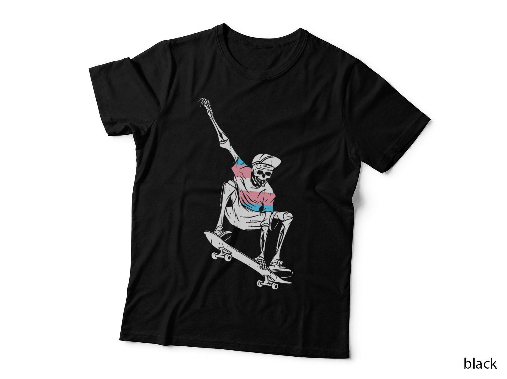 Skateboarding Skeleton Transgender LGBT-Q Pride Skateboarder T-Shirt