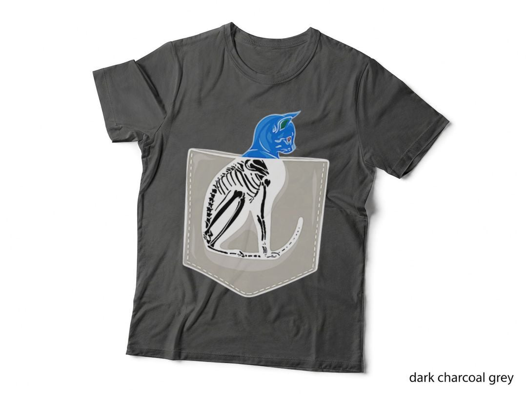 Skeleton Cat in Pocket X-Ray Halloween Costume for Women T-Shirt