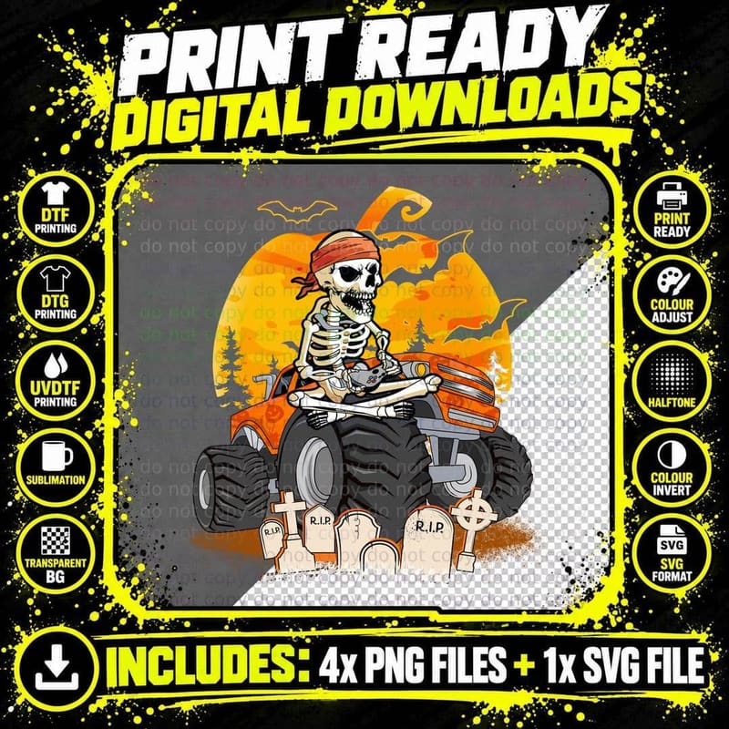 Skeleton Farmer T-Shirt, Halloween Gothic Png SVG Digital Bundle