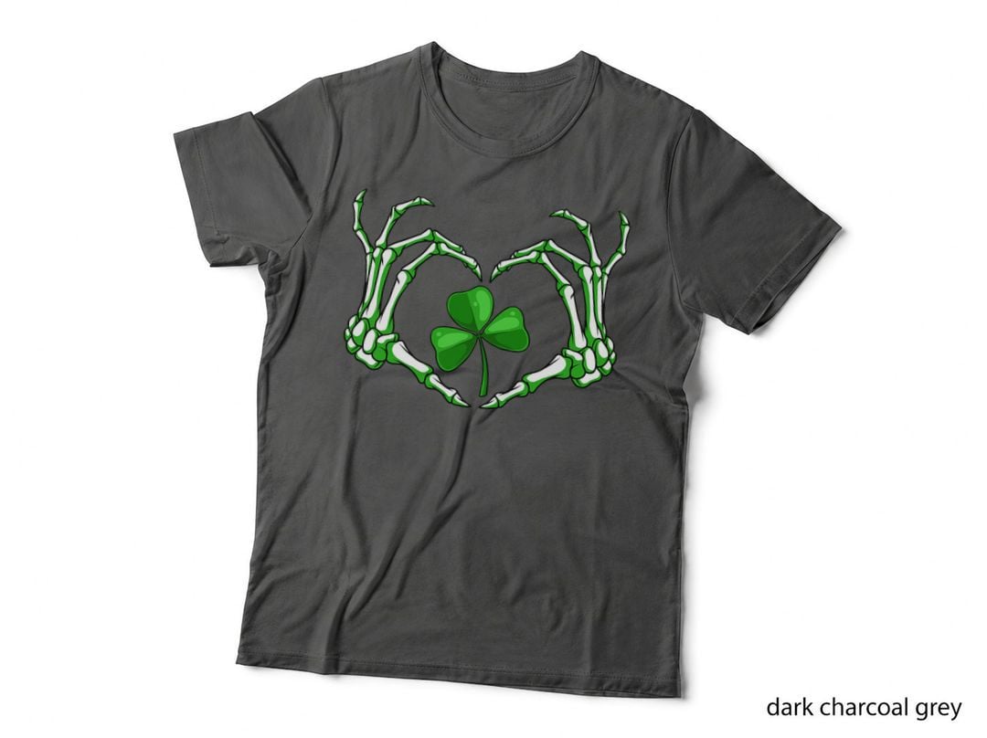 Skeleton Hand Heart Shamrock St Patricks Day Saint Paddys T-Shirt