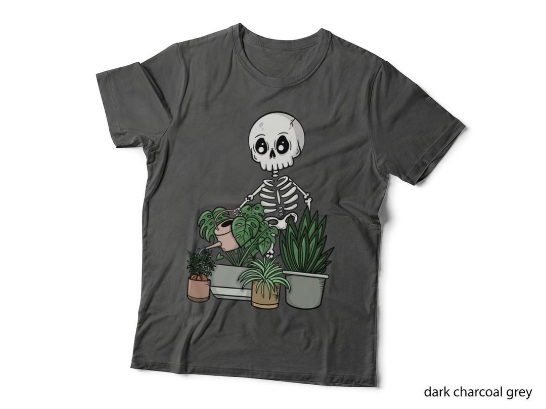 Skeleton Plant Lover Cute Anthophile Goth Houseplant T-Shirt