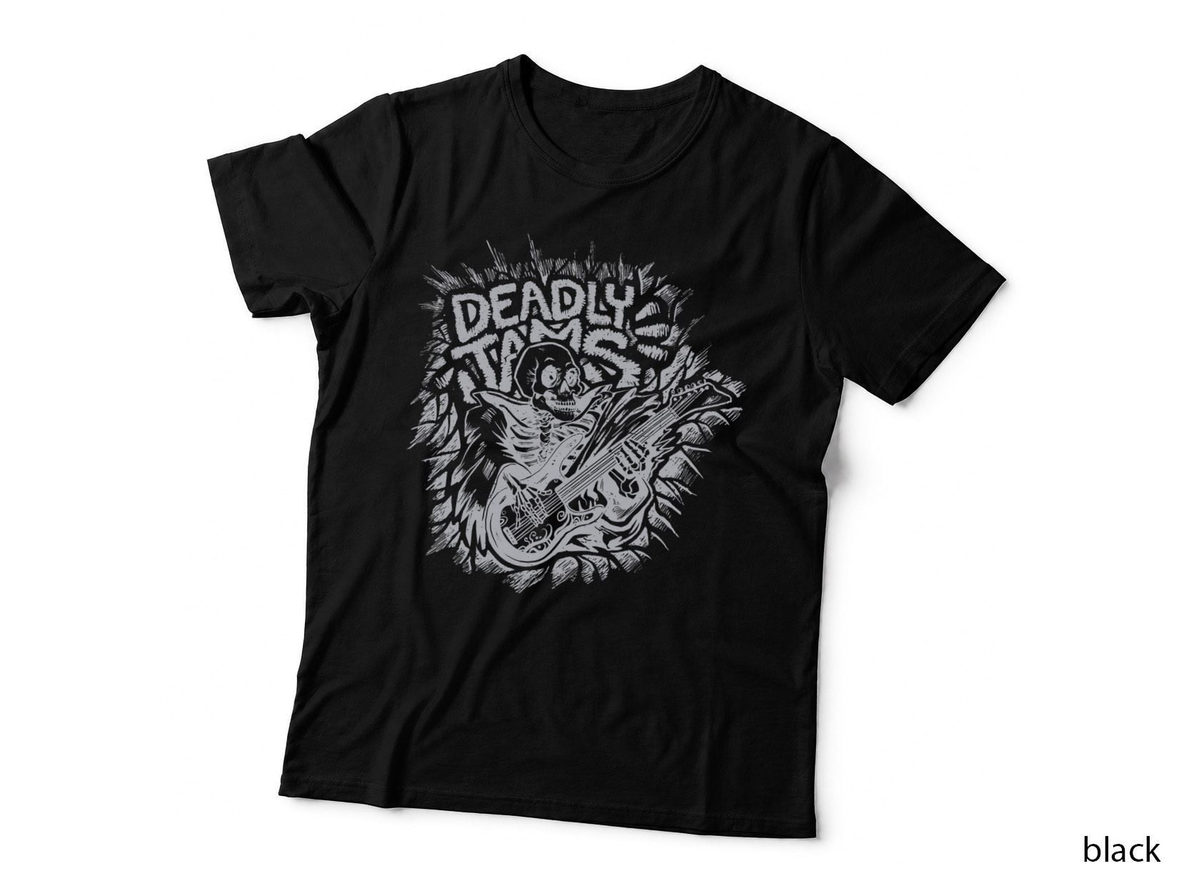 Skeleton Playing Guitar Electric Acoustic Classical T-Shirt