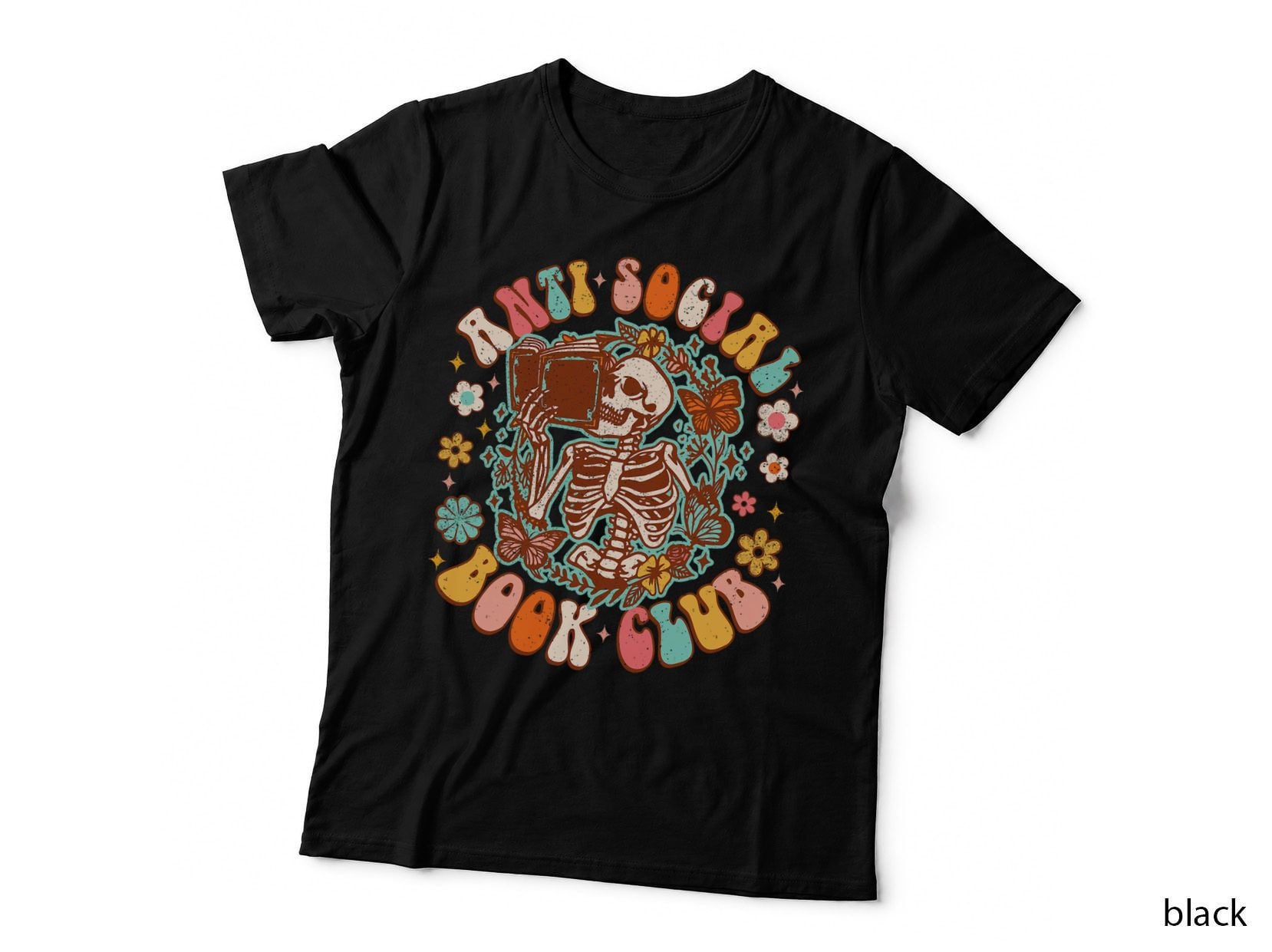 Skeleton Reading Book Lover Anti Social Book Club Bookish T-Shirt