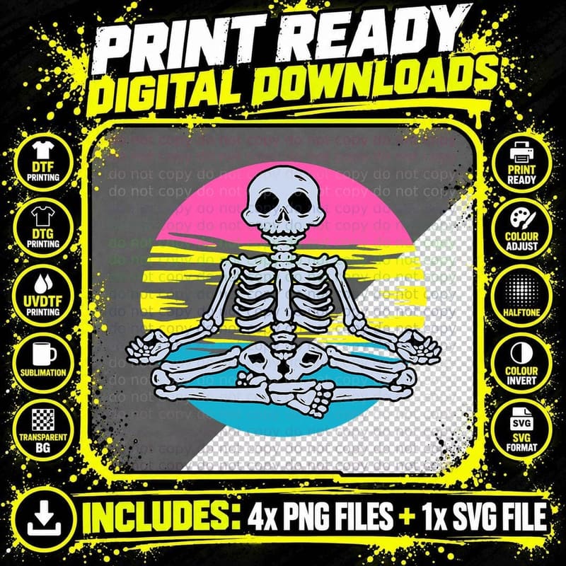 Skeleton Yoga LGBT-Q Cool Pansexual Pride Flag Color Png SVG Digital Bundle
