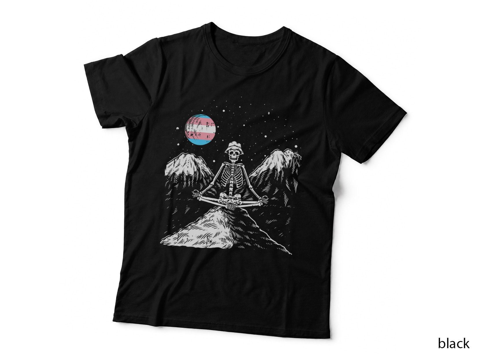 Skeleton Yoga Transgender LGBT-Q Funny Skeleton Meditator T-Shirt