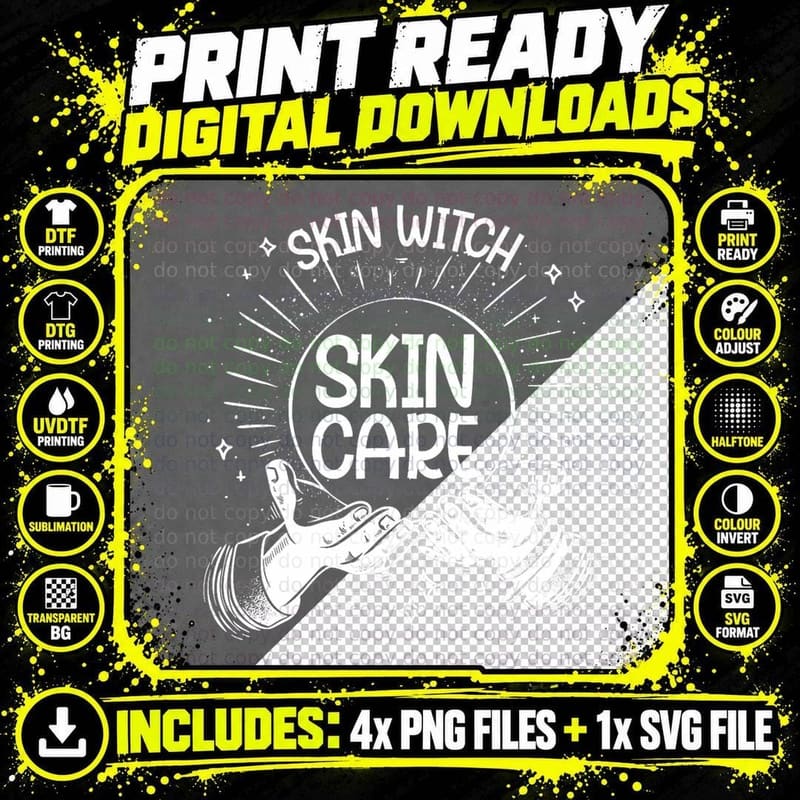 Skin Witch Skincare Doctor Halloween Esthetician T-Shirt Png SVG Digital Bundle