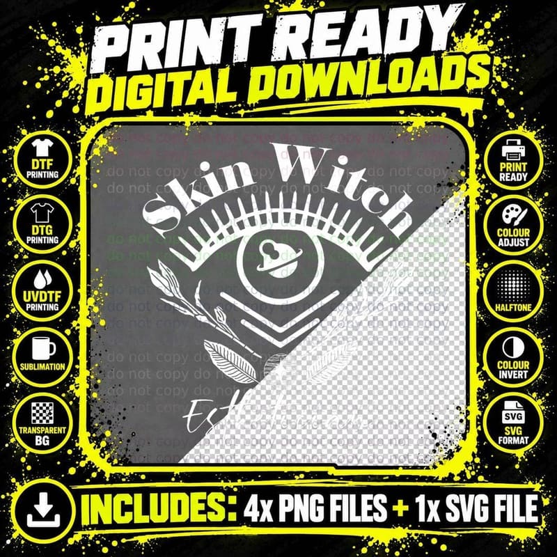 Skin Witch Skincare Witch Halloween Skin Esthetician Png SVG Digital Bundle