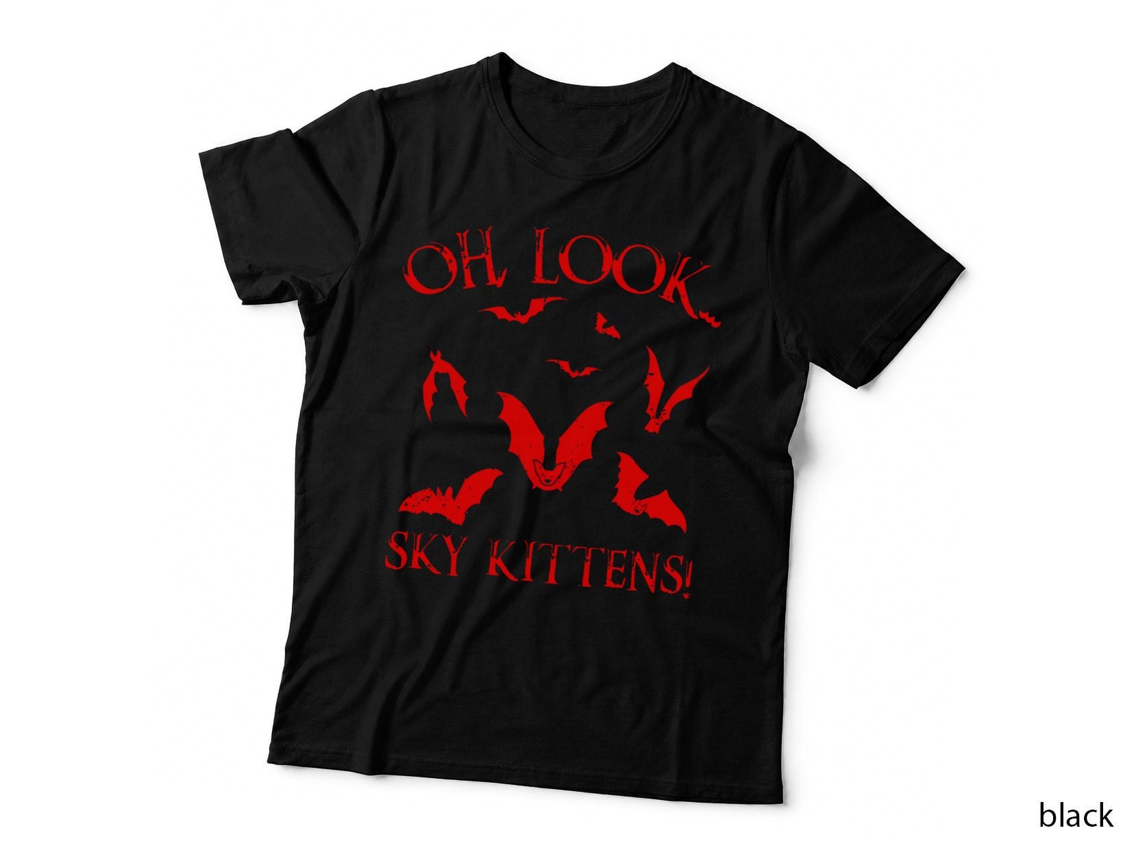 Sky Kittens Bat T-Shirt, Halloween Horror, Funny Sarcasm