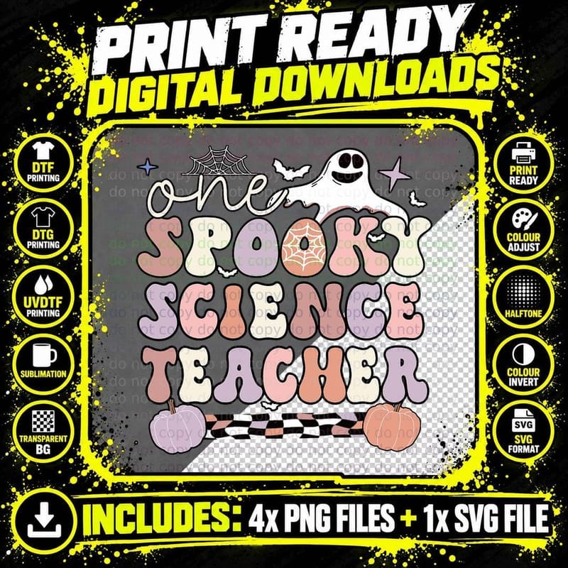Spooky Science Teacher Halloween Science Teaching T-Shirt Png SVG Digital Bundle