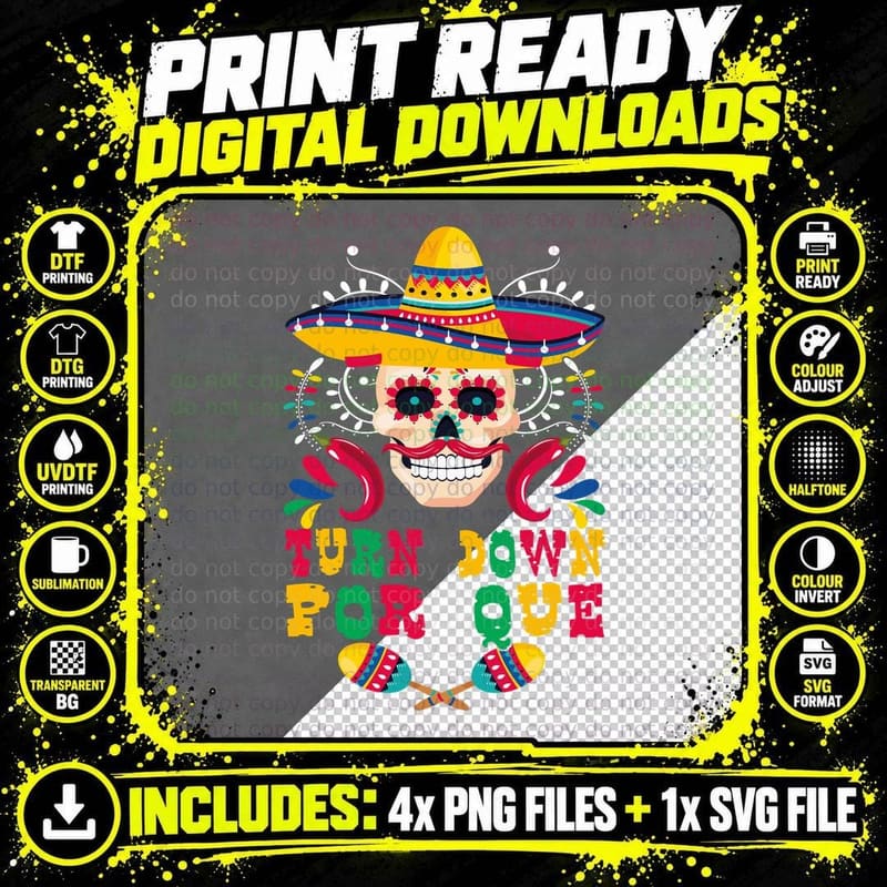 Sugar Skull T-Shirt, Mexican Day of the Dead Png SVG Digital Bundle