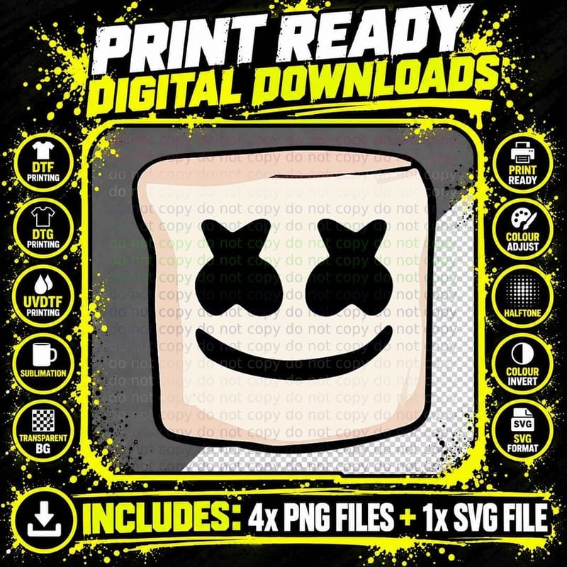 Sweet Marshmallow Creepy Face Mello Drip Smores Camping Png SVG Digital Bundle