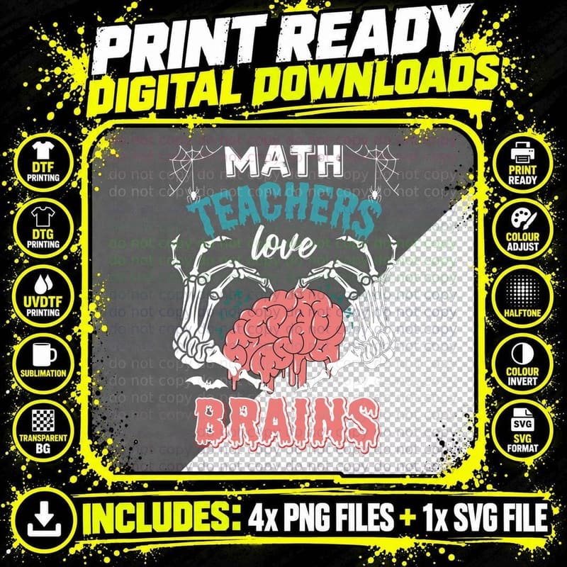 Teachers Brains Halloween T-Shirt, Spooky Brain Design Png SVG Digital Bundle