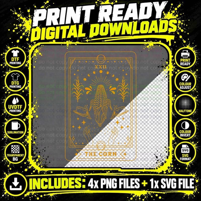The Corn Tarot Card Halloween Costume Gothic Occult Png SVG Digital Bundle