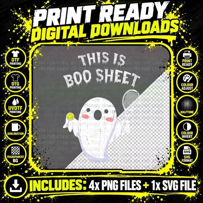 This Is Boo Sheet Tennis Halloween Ghost Costume Leopard Png SVG Digital Bundle