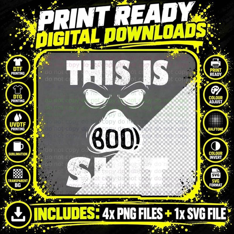 This Is Boo Shit Halloween Sarcastic T-Shirt Png SVG Digital Bundle