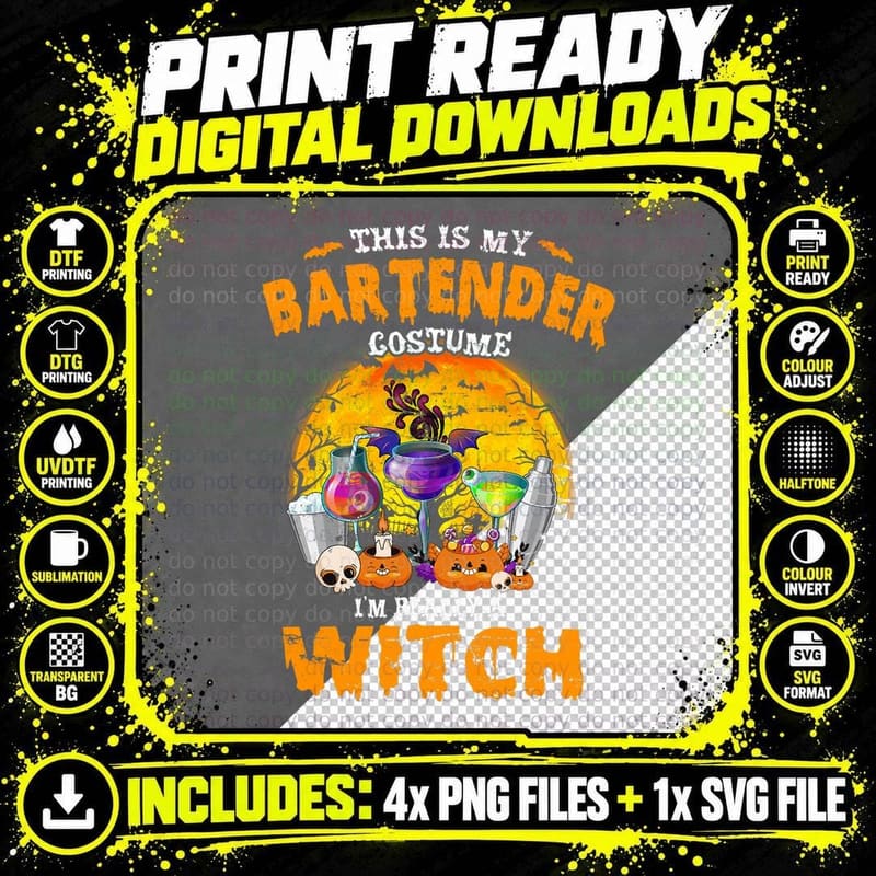 This Is My Bartender Costume Witch Spooky Halloween Png SVG Digital Bundle