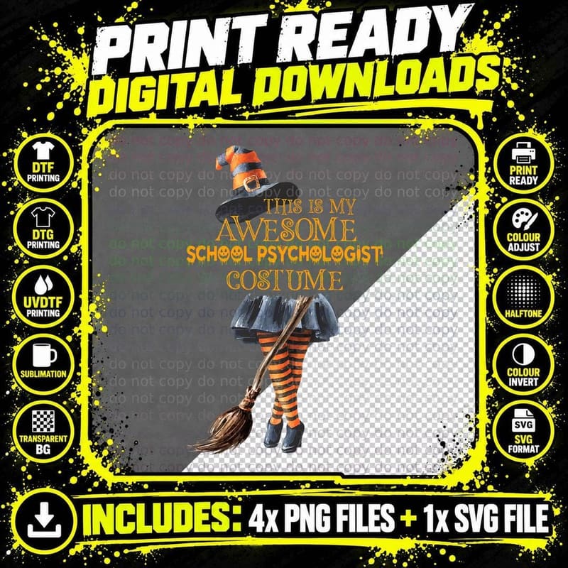 This Is My Halloween School Psychologist Costume Png SVG Digital Bundle