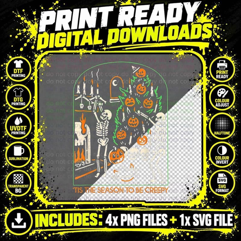 Tis the Season to Be Creepy, Dead Inside Halloween Png SVG Digital Bundle