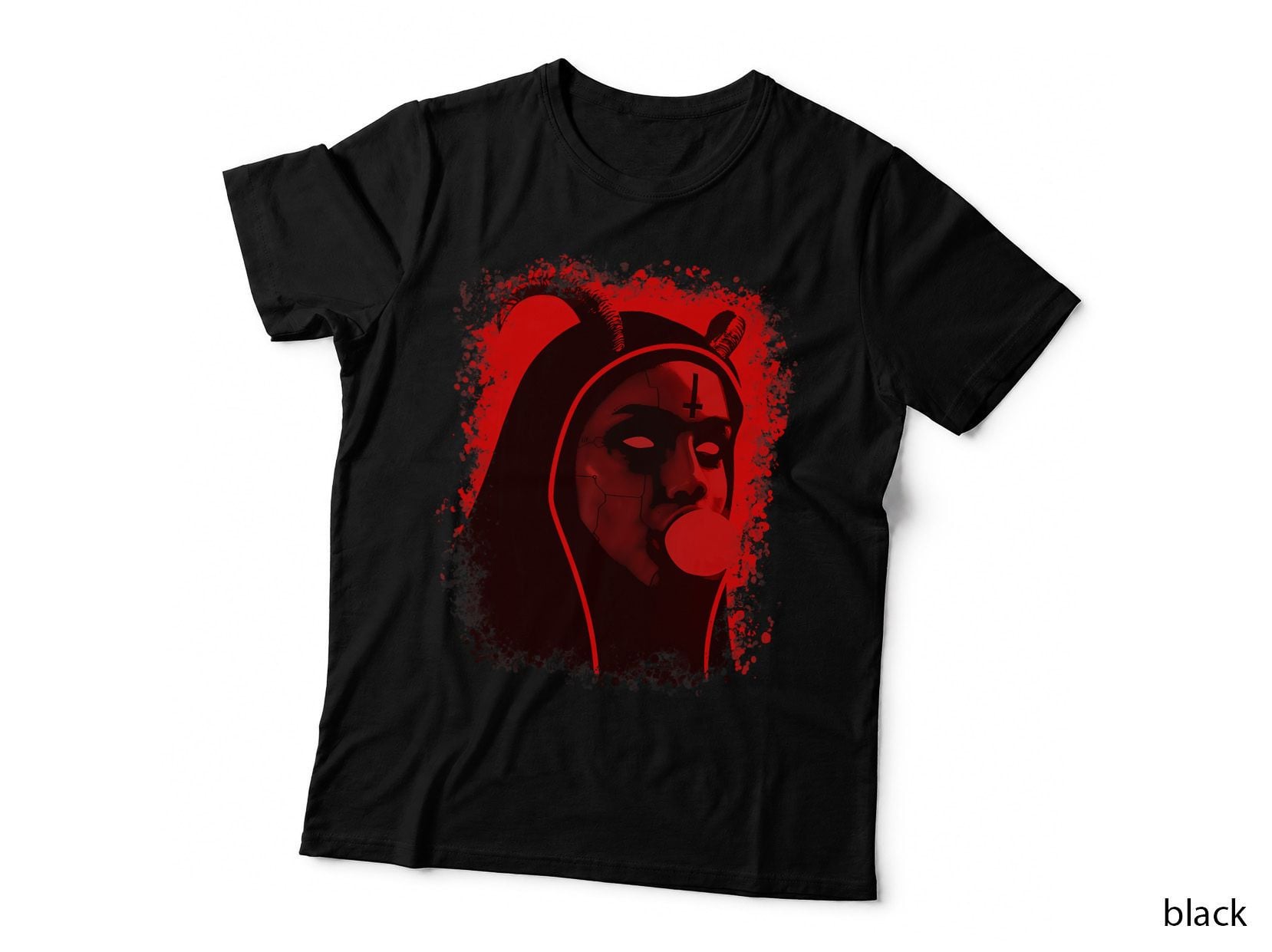 Unholy Satanic Bad Nun Baphomet Naughty Evil Goth Halloween T-Shirt