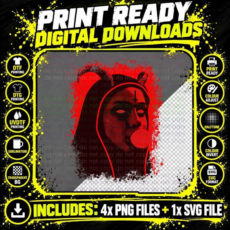 Unholy Satanic Bad Nun Baphomet Naughty Evil Goth Png SVG Digital Bundle