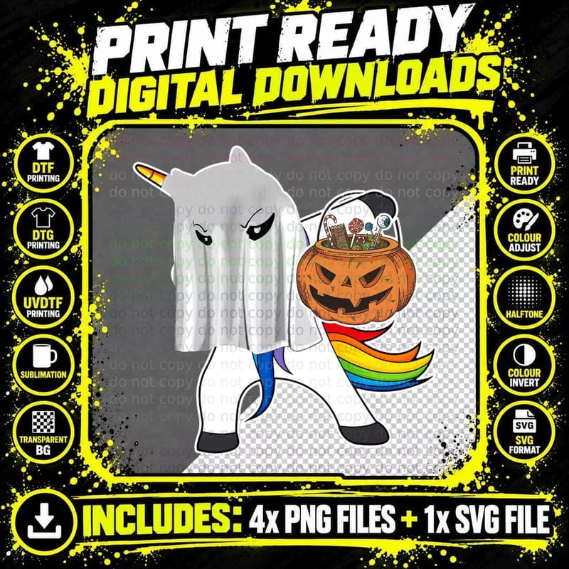 Unicon Dabbing Pumpkin T-Shirt, Halloween Costume Png SVG Digital Bundle
