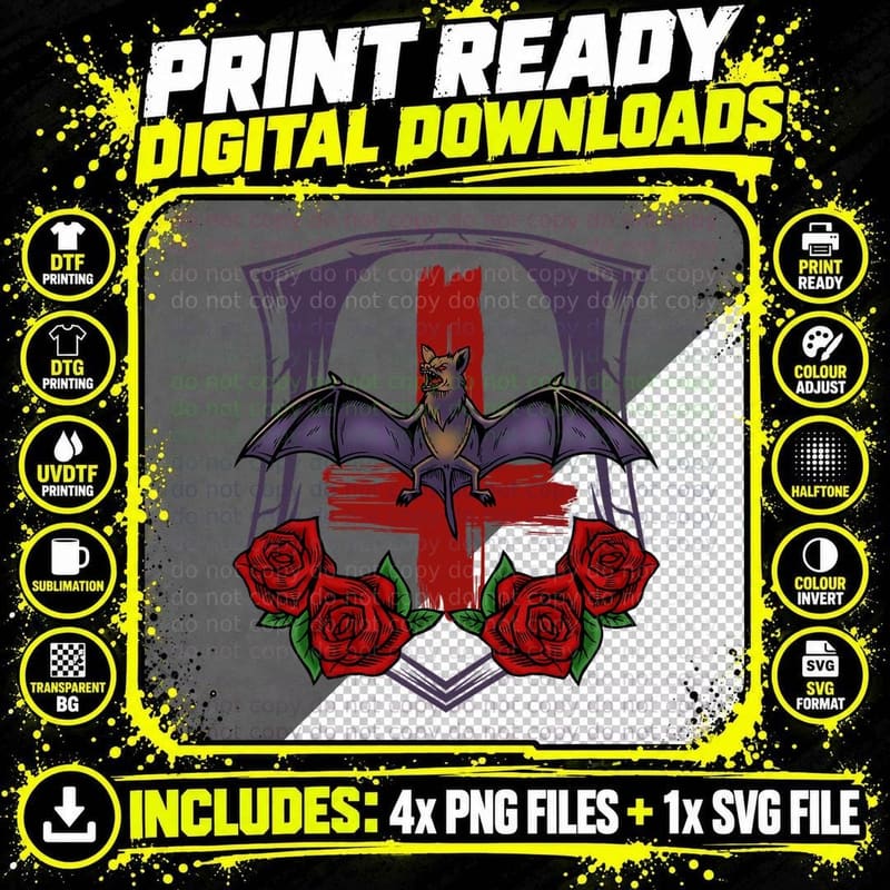 Vampire Goth Satanic Cross Spooky Halloween Horror Bat Png SVG Digital Bundle