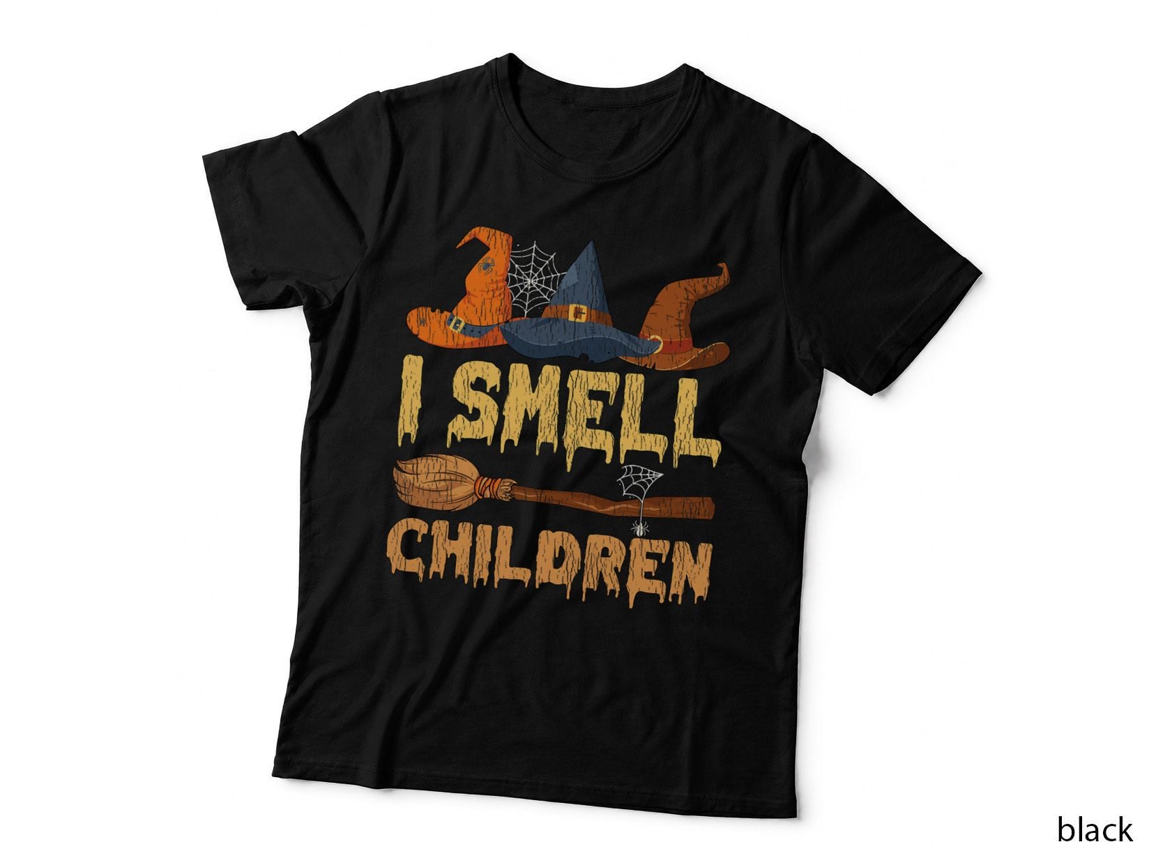 Vintage I Smell Children Hocus Pocus Witch Broom Halloween T-Shirt