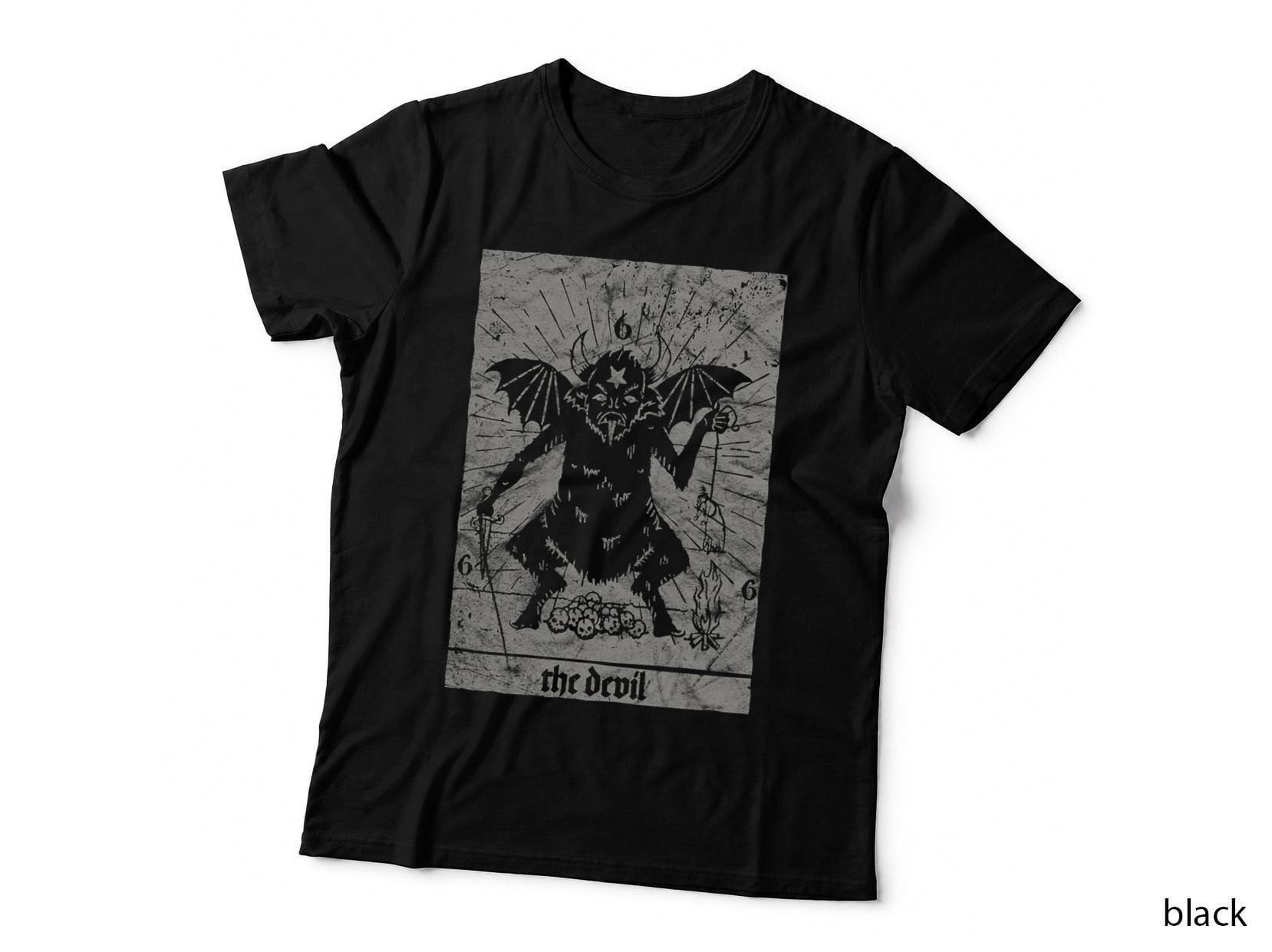 Vintage Occult Baphomet - Tarot Card Satanic Horror T-Shirt