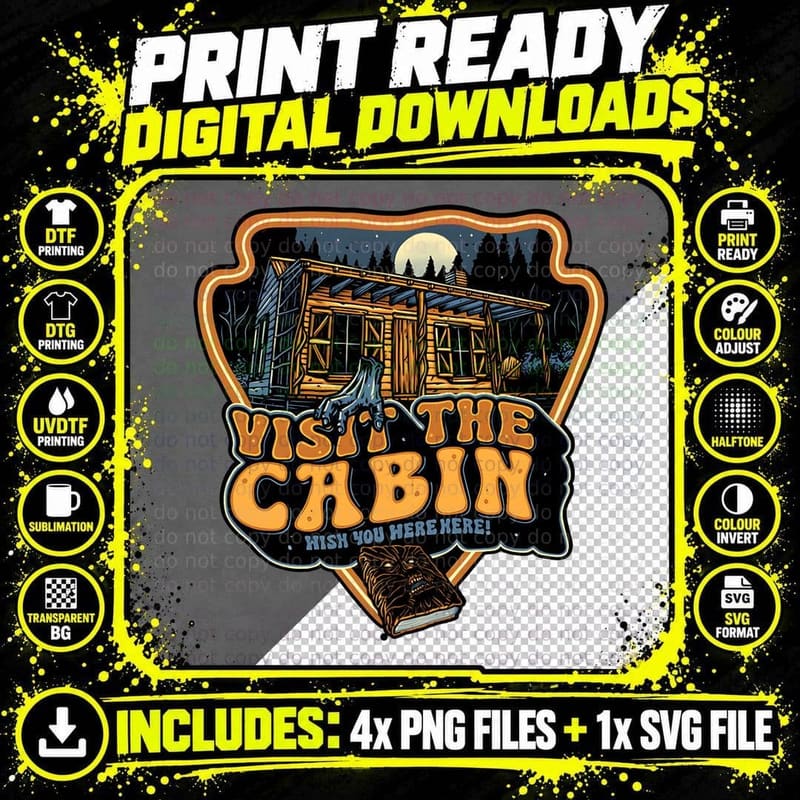 Visit the Cabin Hocus Pocus Horror Halloween T-Shirt Png SVG Digital Bundle