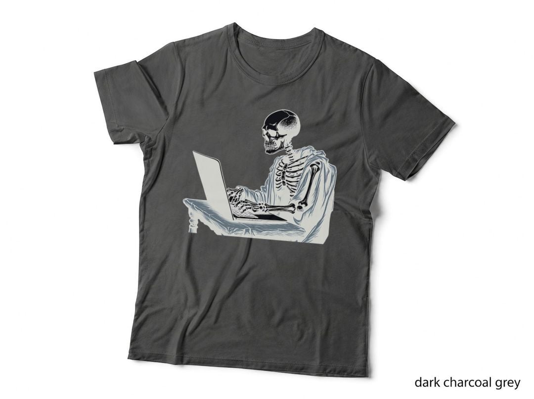 Web Developer Coding Skeleton in Front of Laptop Halloween T-Shirt