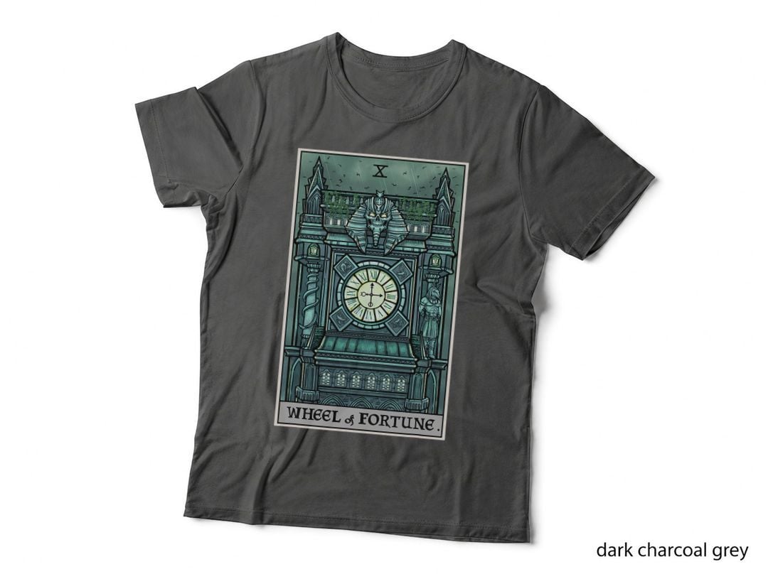 Wheel of Fortune Tarot Card Halloween Gothic Witch Occult T-Shirt