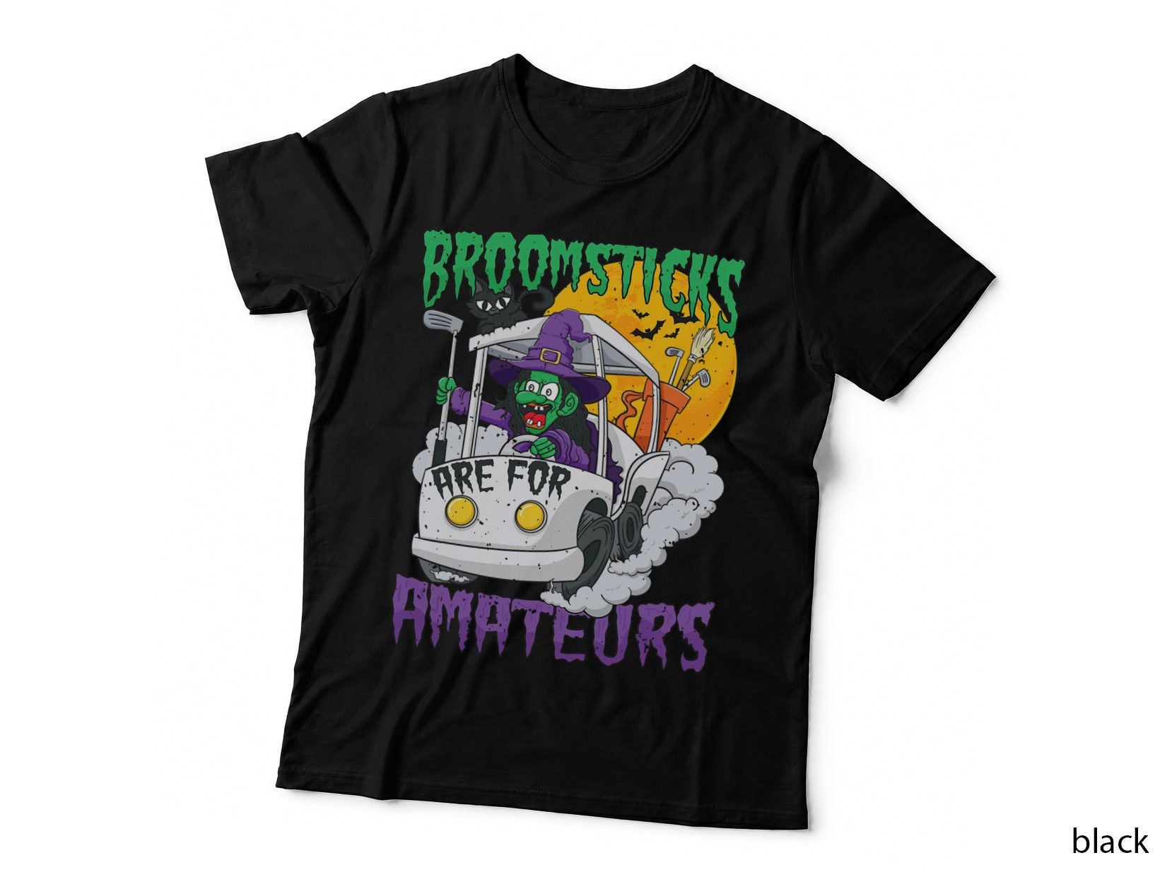 Witch Riding a Golf Cart Funny Halloween T-Shirt