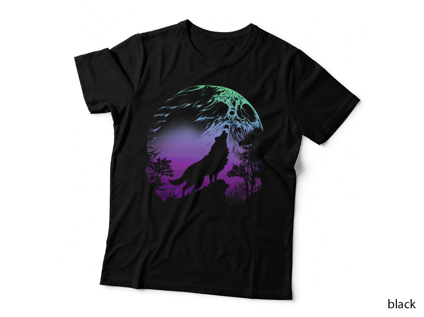Wolf Howling at the Full Moon - Halloween T-Shirt