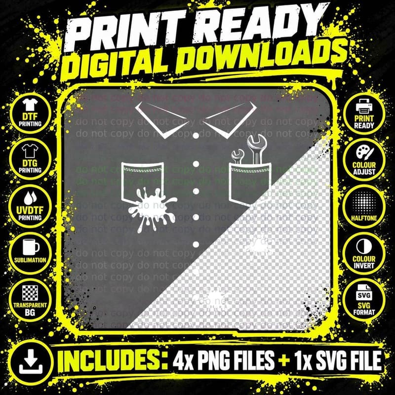 Wrenches Grease Stains Car Auto Mechanic Halloween Png SVG Digital Bundle