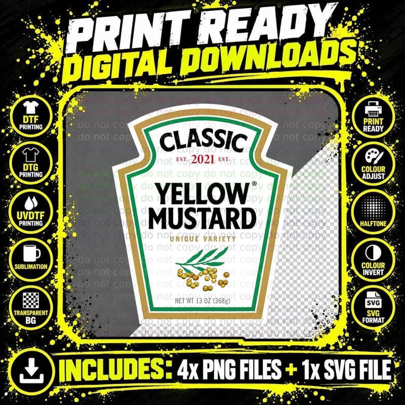 Yellow Mustard DIY Halloween Costume Matching Group Png SVG Digital Bundle