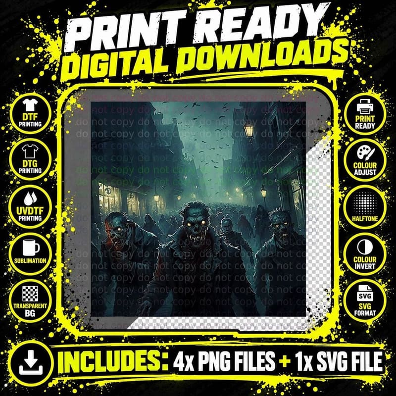 Zombie Attack, Horror, Dark T-Shirt Png SVG Digital Bundle