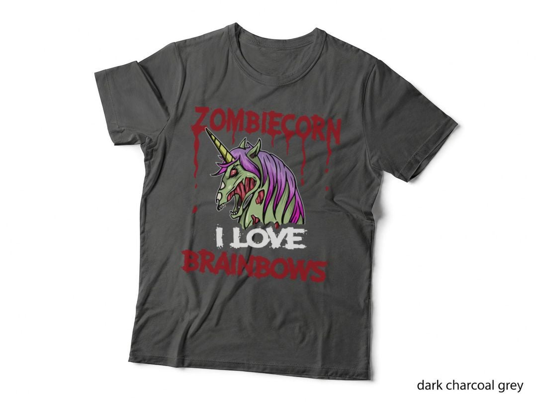Zombie Unicorn I Love Brainbows Brains Funny Gothic Goth T-Shirt