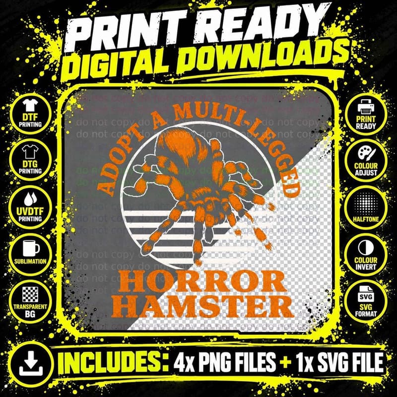 Adopt a Multi-Legged Horror Hamster T-Shirt Funny Png SVG Digital Bundle