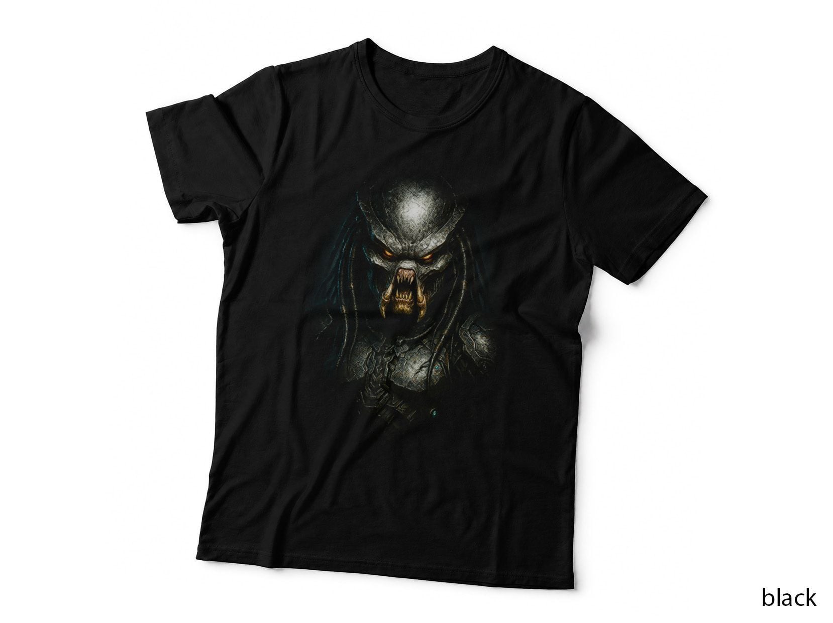 Alien Warrior Portrait T-Shirt, Predator Fan Art, Sci-Fi Horror Apparel